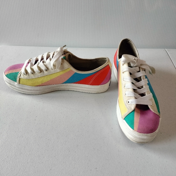 Keds x Kate Spade Triple Kick Platform Rainbow Striped Sneakers 9.5 Artsy Fun - Picture 4 of 8